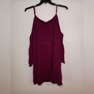 Pinky Mini Gauzy Purple Plum Cold Shoulder Whimsygoth Fairy dress size 22 / 24